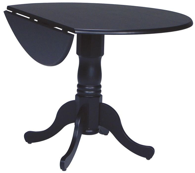John Thomas Furniture Dining Essentials 42" Dropleaf Round Table in Black