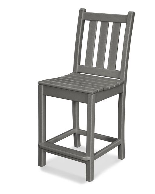 POLYWOOD Traditional Garden Counter Side Chair in Slate Grey image