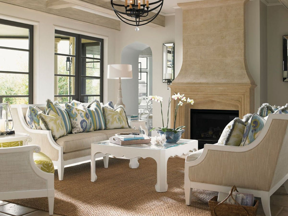 Tommy Bahama Ivory Key Cassava Cocktail Table With Glass Insert image