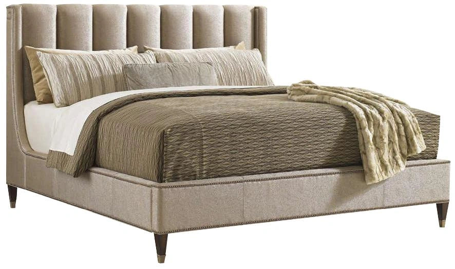 Lexington Tower Place Barrington Upholstered Platform King Bed in Walnut Brown Arlington Finish