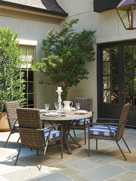 Tommy Bahama Outdoor Cypress Point Ocean Terrace Round Dining Table w/Weatherstone Top