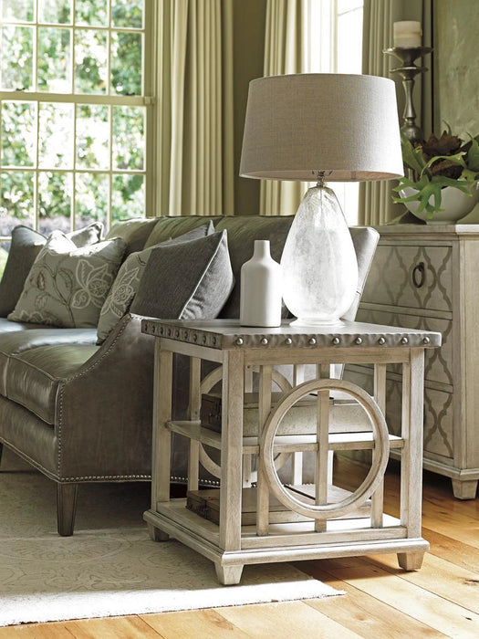Lexington Oyster Bay Lewiston Square Lamp Table in Light Oyster Shell