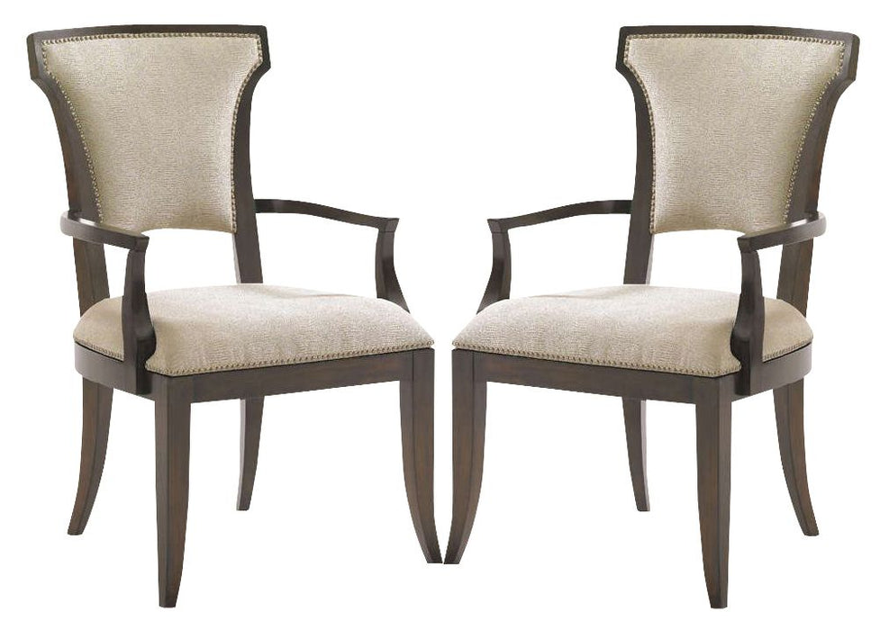 Lexington Tower Place Seneca Upholstered Arm Chair in Walnut Brown Arlington Finish (Set of 2) image