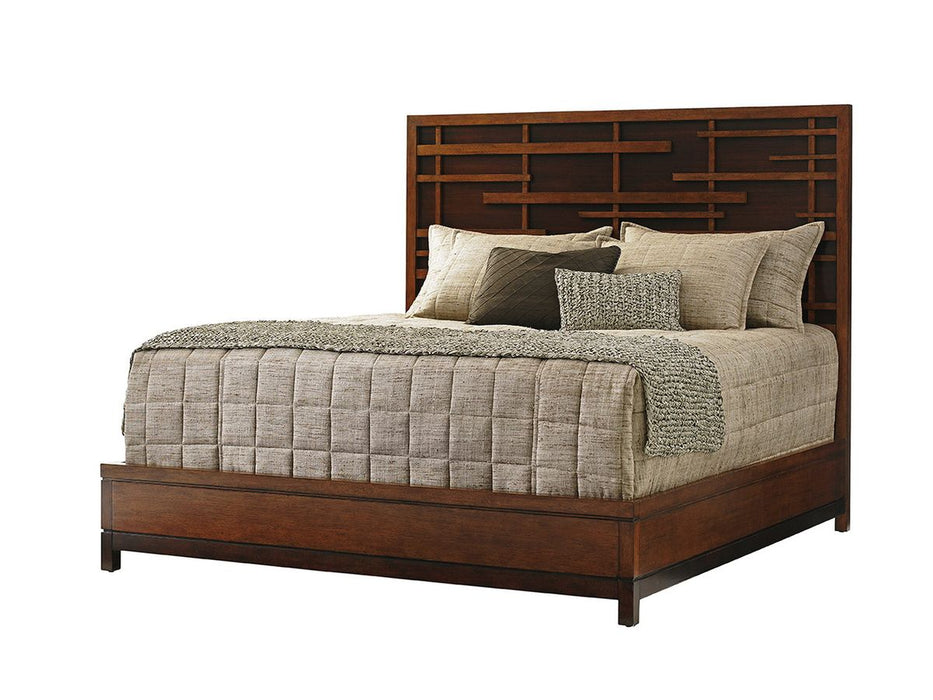 Tommy Bahama Home Island Fusion Queen Shanghai Panel Bed in Dark Walnut