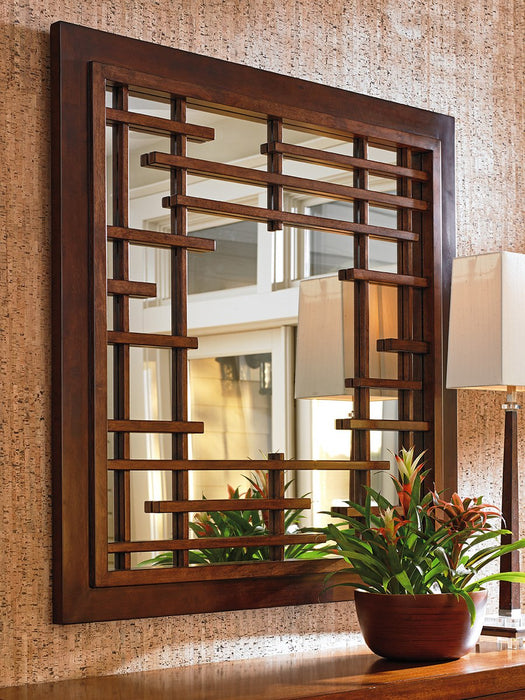 Tommy Bahama Home Island Fusion Mikasa Square Mirror in Dark Walnut