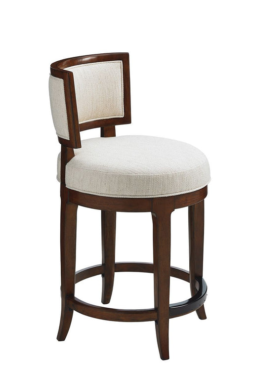 Tommy Bahama Home Island Fusion Macau Swivel Counter Stool in Dark Walnut (Set of 2) image