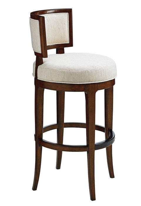 Tommy Bahama Home Island Fusion Macau Swivel Bar Stool in Dark Walnut (Set of 2)