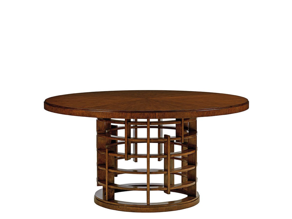 Tommy Bahama Home Island Fusion Meridien Round Dining Table in Dark Walnut
