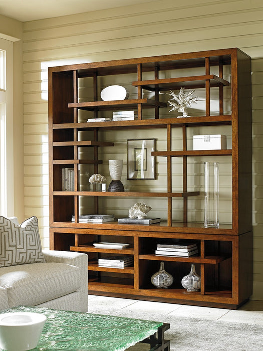 Tommy Bahama Home Island Fusion Taipei Media Bookcase in Dark Walnut