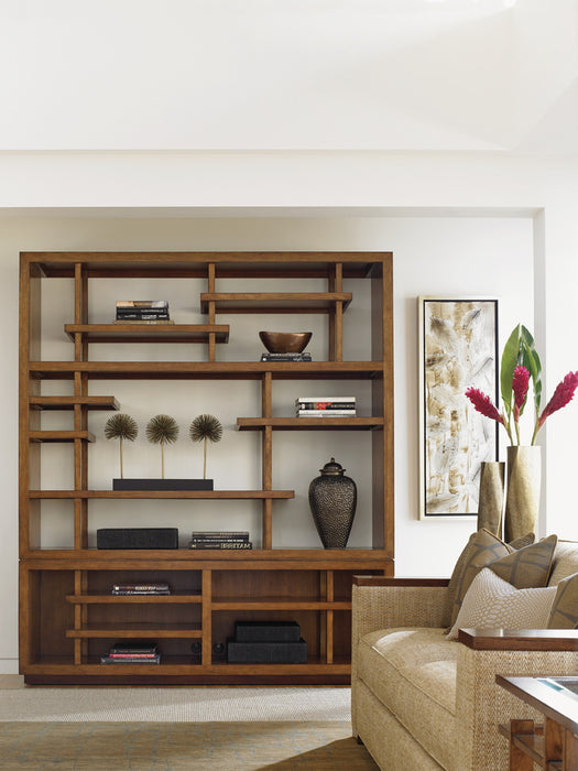Tommy Bahama Home Island Fusion Taipei Media Bookcase in Dark Walnut