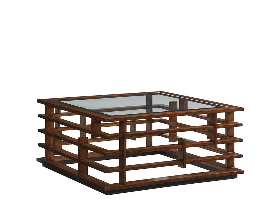 Tommy Bahama Home Island Fusion Nobu Square Cocktail Table in Dark Walnut