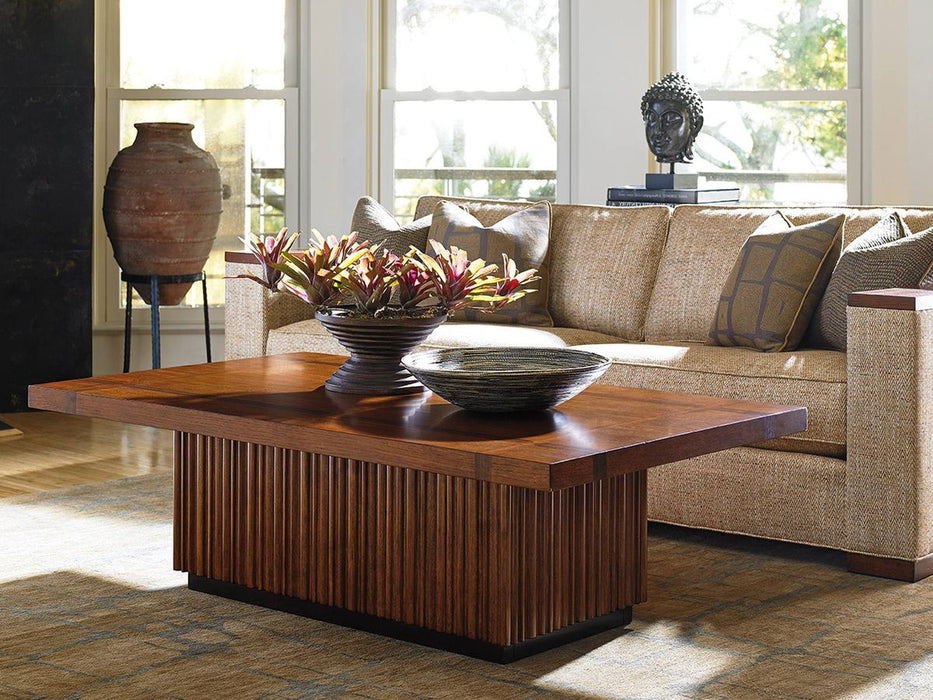 Tommy Bahama Home Island Fusion Castaway Rectangular Cocktail Table in Dark Walnut