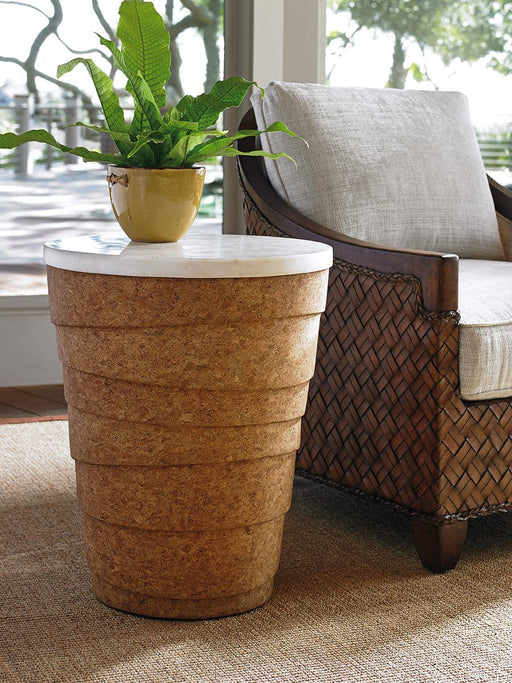 Tommy Bahama Home Island Fusion Kendari Round Accent Table in Dark Walnut image