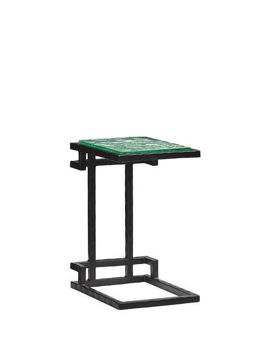 Tommy Bahama Home Island Fusion Hermes Reef Glass Top Martini Table in Dark Walnut