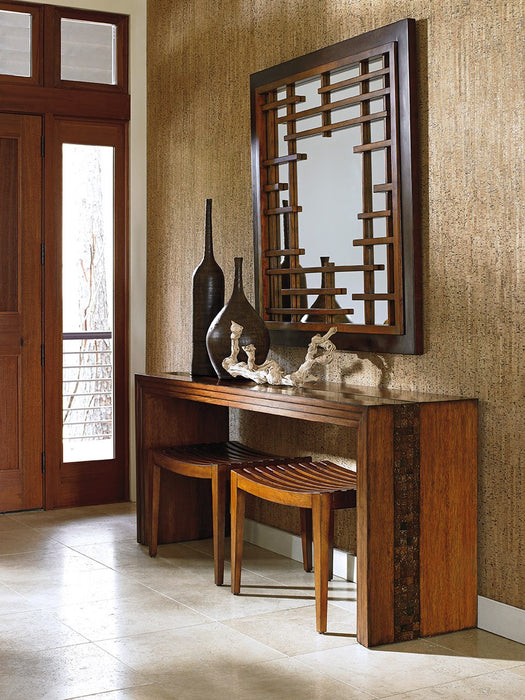 Tommy Bahama Home Island Fusion Mikasa Square Mirror in Dark Walnut