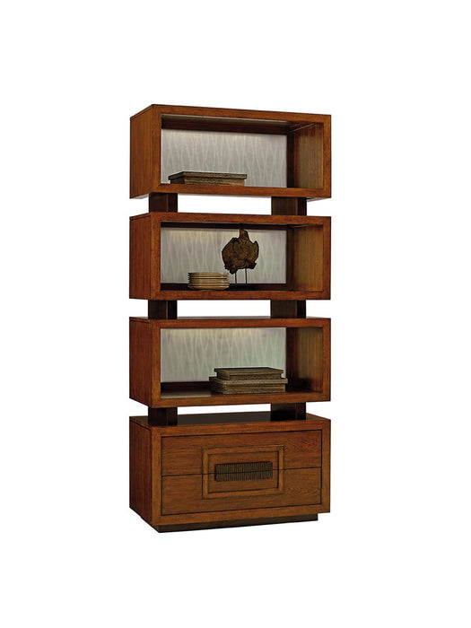 Tommy Bahama Home Island Fusion Tonga Tiered Bookcase in Dark Walnut