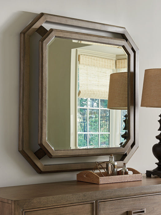 Tommy Bahama Home Cypress Point Callan Square Mirror in Hatteras Gray