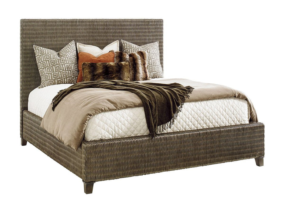 Tommy Bahama Home Cypress Point King Driftwood Isle Woven Platform Bed in Smoke Gray