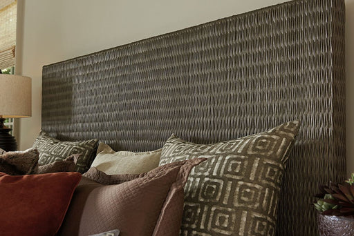 Tommy Bahama Home Cypress Point Queen Driftwood Isle Woven Platform Headboard ONLY in Smoke Gray image