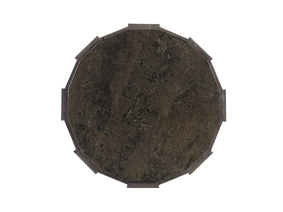 Tommy Bahama Home Cypress Point Everett Round Travertine End Table in Gray image