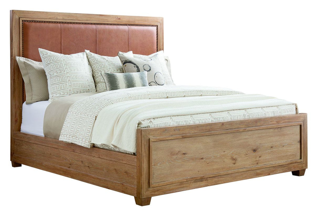 Tommy Bahama Home Los Altos Cal King Antilles Upholstered Panel Bed in Natural Oak