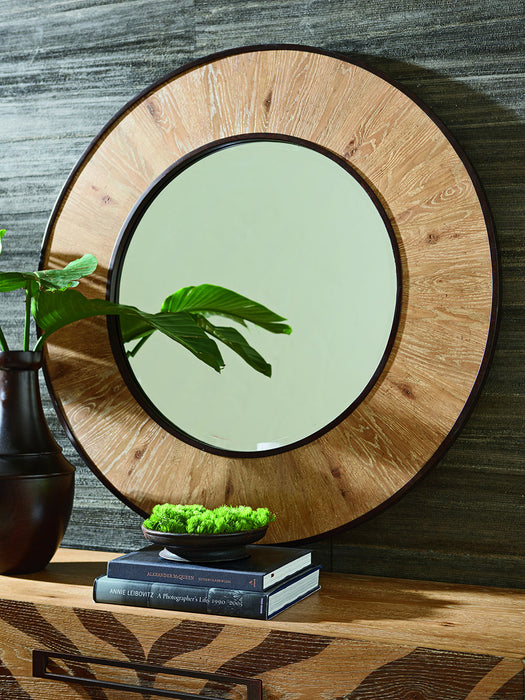Tommy Bahama Home Los Altos Carins Round Mirror in Natural Oak