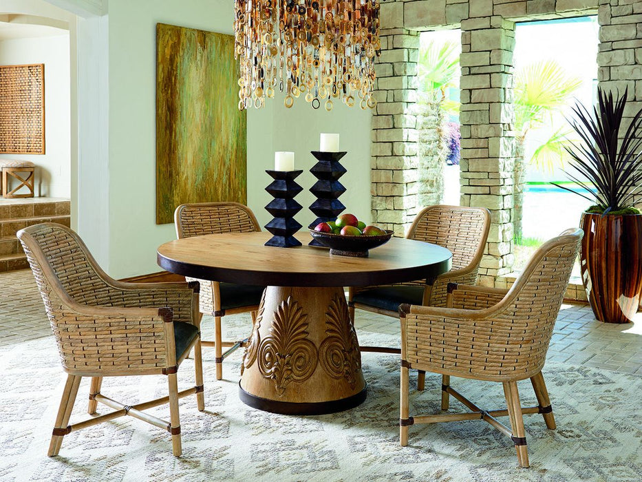 Tommy Bahama Home Los Altos Weston Round Dining Table in Natural Oak