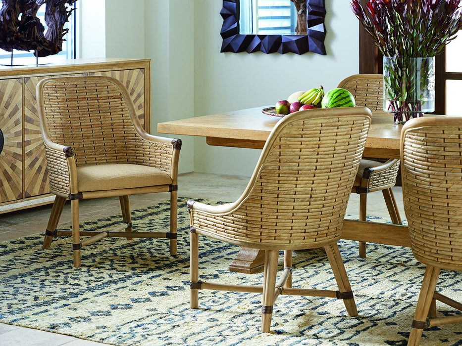 Tommy Bahaman Home Los Altos Keeling Woven Arm Chair in Natural Oak (Set of 2)