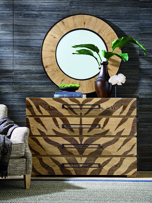 Tommy Bahama Home Los Altos Carins Round Mirror in Natural Oak