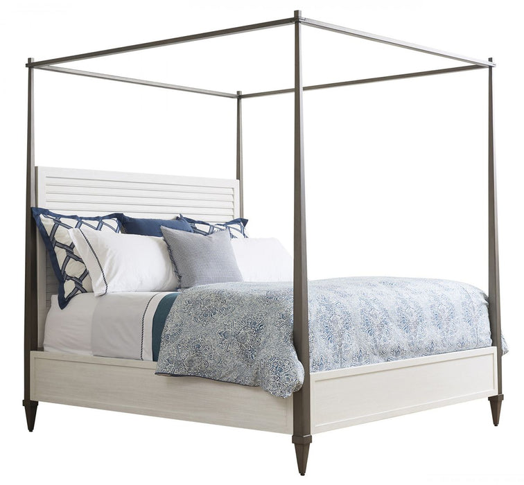 Tommy Bahama Ocean Breeze Coral Gables Cal King Poster Bed in Aged Pewter