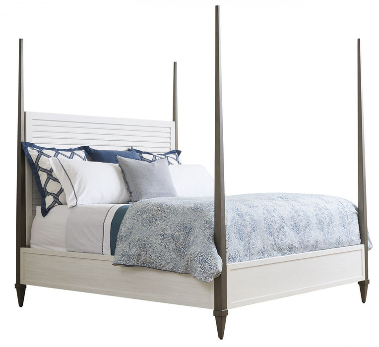 Tommy Bahama Ocean Breeze Coral Gables Queen Poster Bed in Aged Pewter image