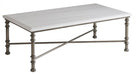 Tommy Bahama Ocean Breeze Flagler Marble Top Cocktail Table in White/Aged Pewter image