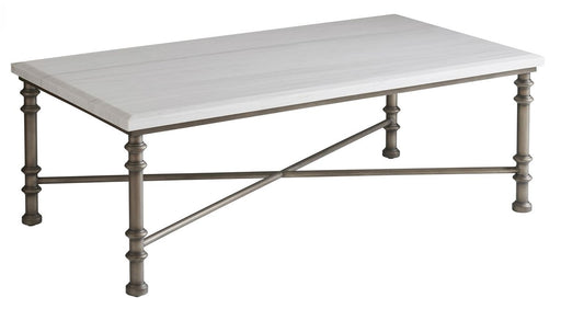 Tommy Bahama Ocean Breeze Flagler Marble Top Cocktail Table in White/Aged Pewter image