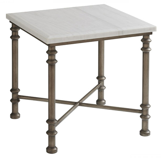 Tommy Bahama Ocean Breeze Flagler Marble Top End Table in White/Aged Pewter image