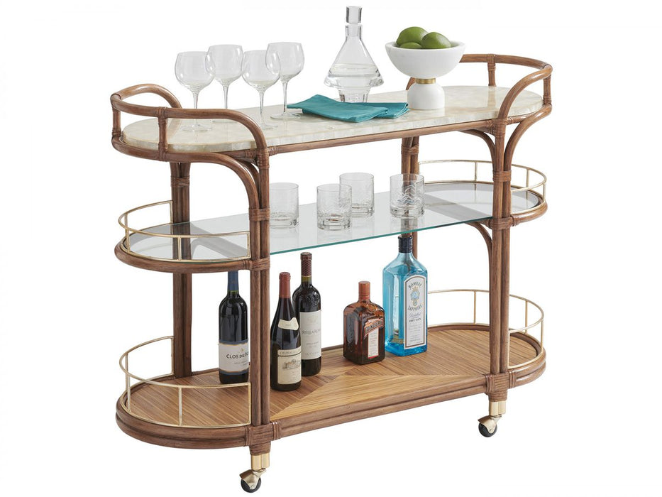 Tommy Bahama Palm Desert Toscana Rattan Mobile Bar Cart in Sierra image