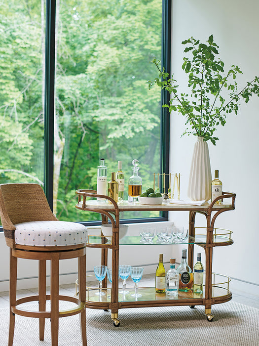 Tommy Bahama Palm Desert Toscana Rattan Mobile Bar Cart in Sierra