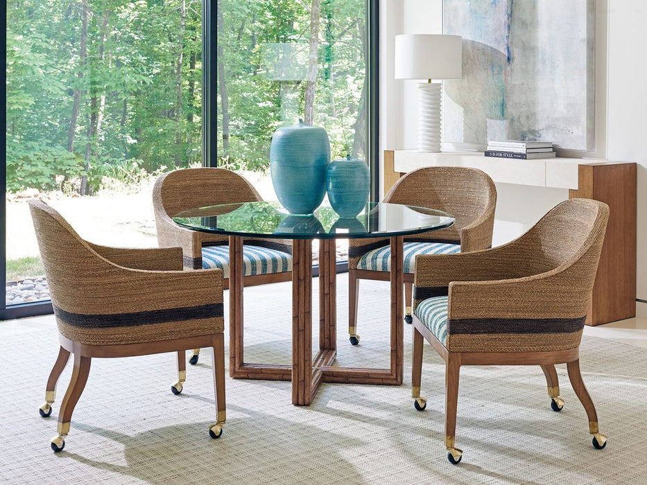 Tommy Bahama Palm Desert Sheridan Glass Top Round Dining Table in Sierra