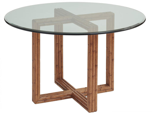 Tommy Bahama Palm Desert Sheridan Glass Top Round Dining Table in Sierra image