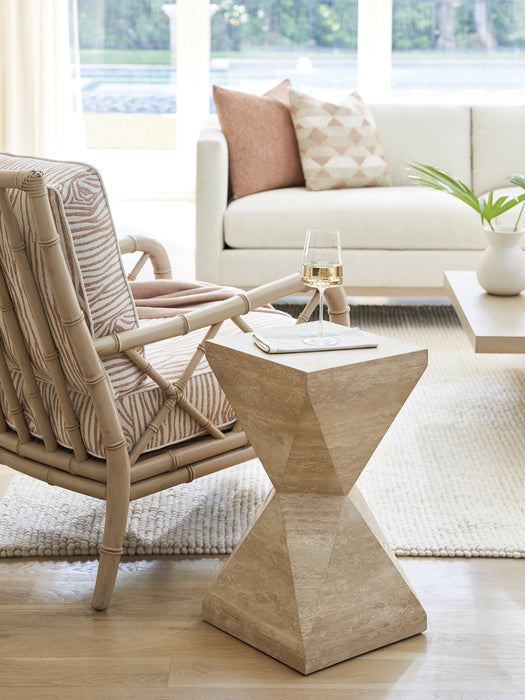 Lexington Furniture Sunset Key Shea Faceted Accent Table in Sand Drift