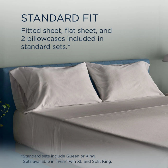 TEMPUR Luxe Egyptian Cotton Pillowcase Set Cool Gray