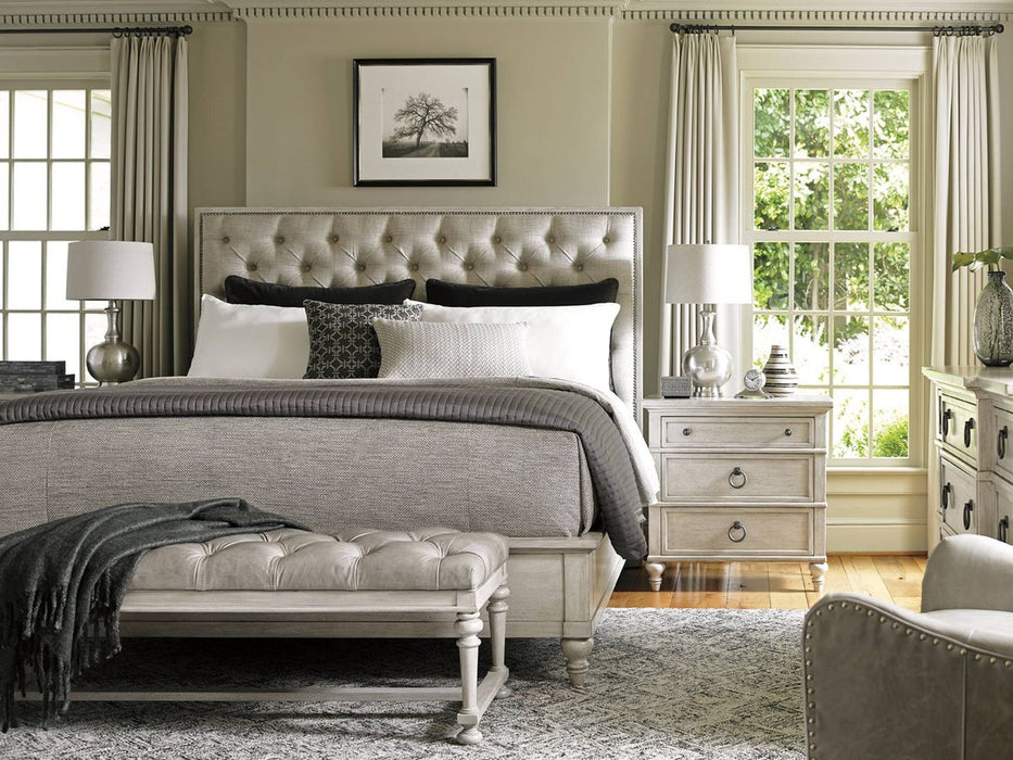 Lexington Oyster Bay Queen Sag Harbor Tufted Upholstered Bed in Distressed