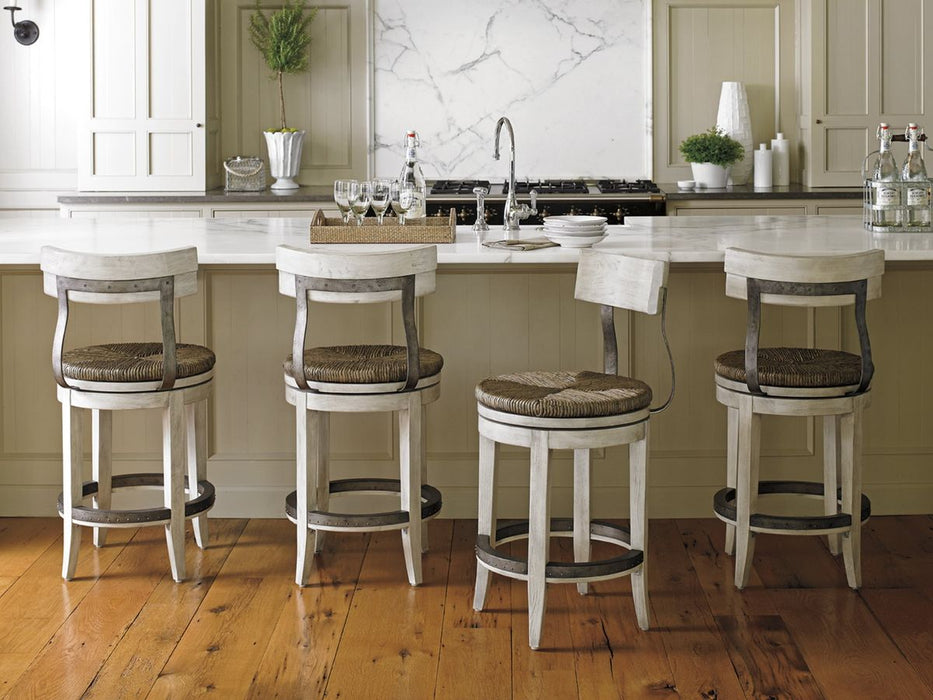 Lexington Oyster Bay Merrick Swivel Counter Stool in Light Oyster Shell (Set of 2)