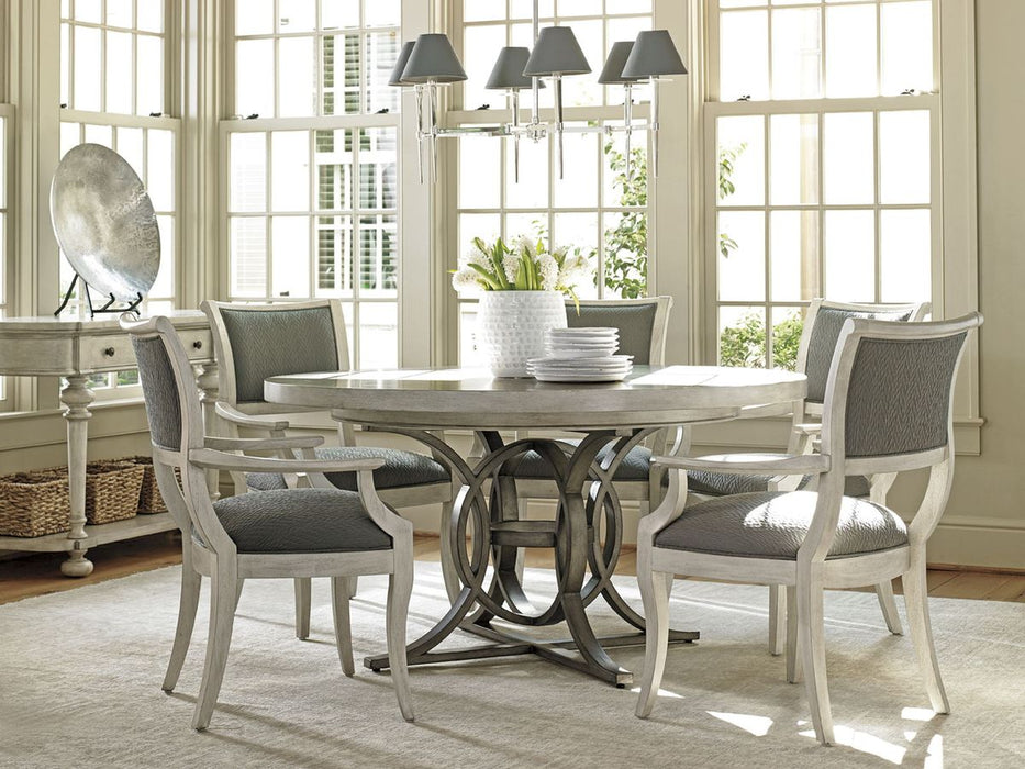 Lexington Oyster Bay Calerton Round Dining Table in Light Oyster Shell