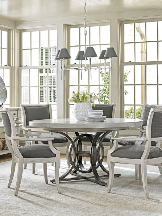 Lexington Oyster Bay Calerton Round Dining Table in Light Oyster Shell