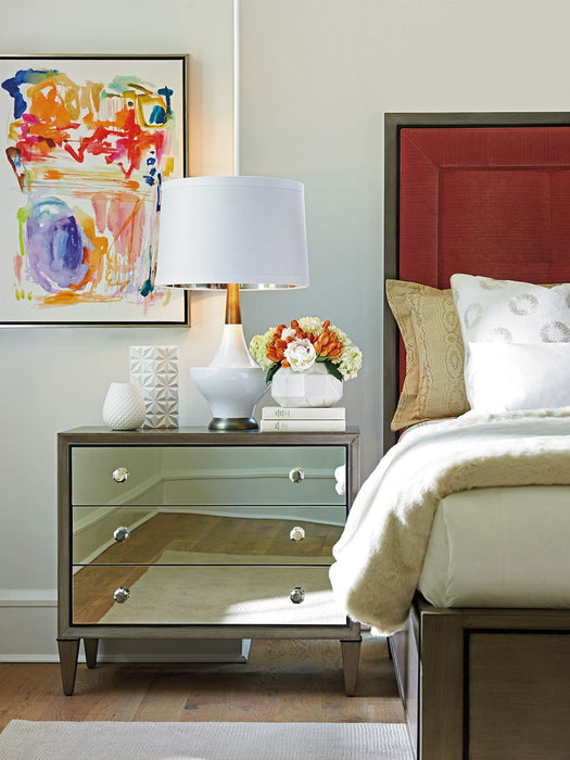 Lexington Ariana Divonne Mirrored Nightstand in Platinum