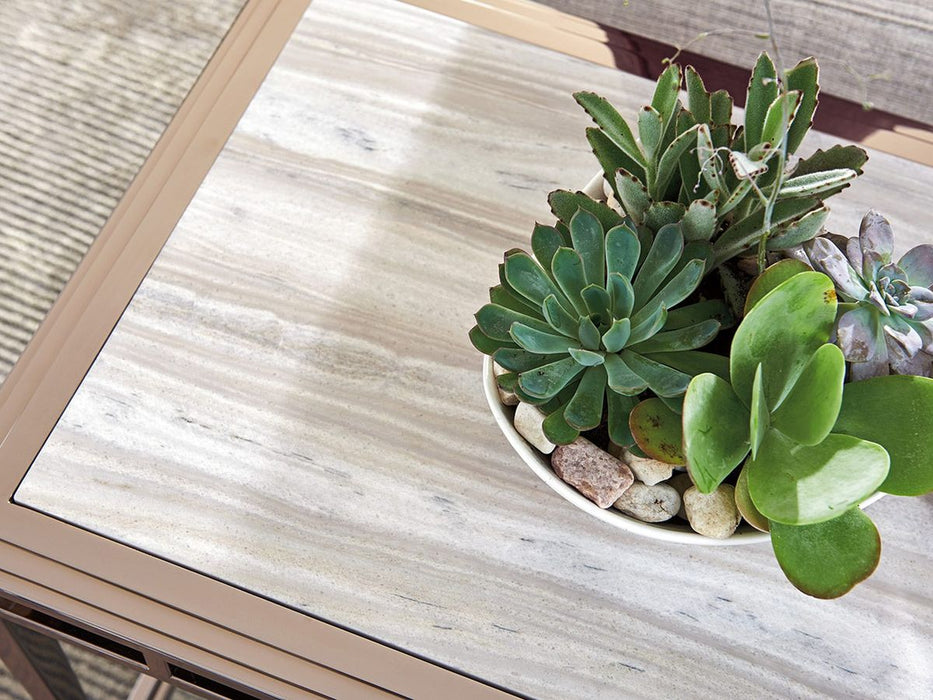 Lexington Ariana Athene Stainless Cocktail Table in Platinum