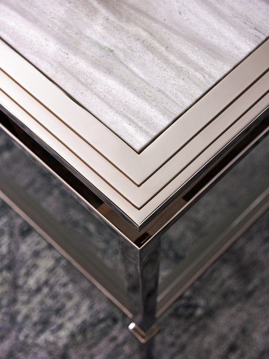 Lexington Ariana Athene Stainless Cocktail Table in Platinum