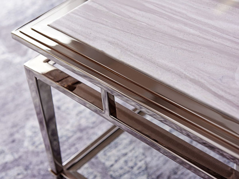 Lexington Ariana Athene Stainless Cocktail Table in Platinum