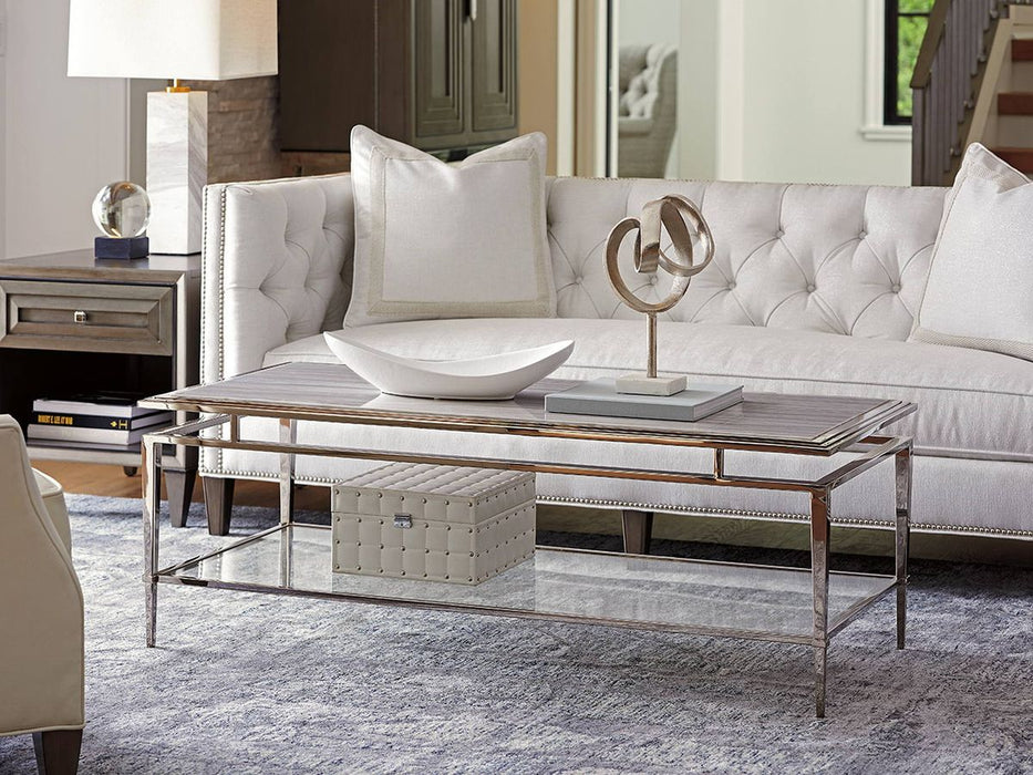 Lexington Ariana Athene Stainless Cocktail Table in Platinum