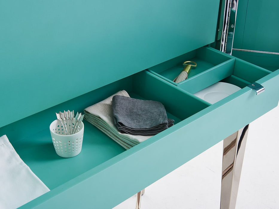 Lexington Ariana Cheval Bar Cabinet in Platinum